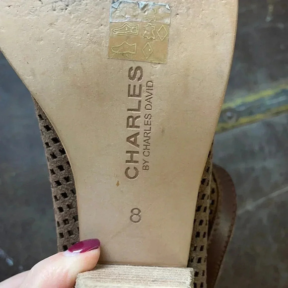 Brown Peep Toe Charles David Heeled Sandal 8 - Picture 5 of 5
